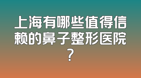 上海有哪些值得信赖的鼻子整形医院？