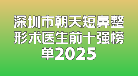 深圳市朝天短鼻整形术医生前十强榜单2025