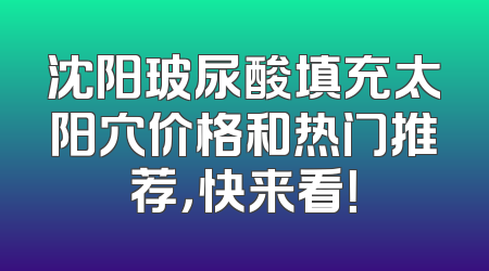 沈阳玻尿酸填充太阳穴价格和热门推荐，快来看！