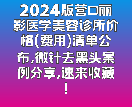 2024版营口丽影医学美容诊所价格(费用)清单公布，微针去黑头案例分享，速来收藏！