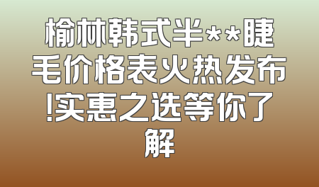 榆林韩式半**睫毛价格表火热发布！实惠之选等你了解