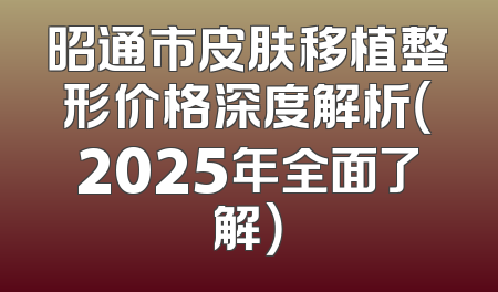 昭通市皮肤移植整形价格深度解析（2025年全面了解）