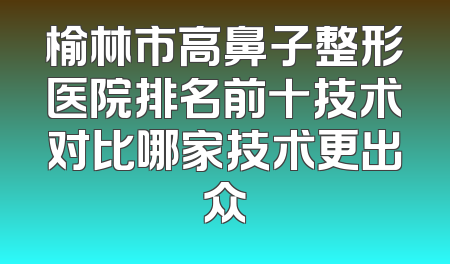 榆林市高鼻子整形医院排名前十技术对比哪家技术更出众
