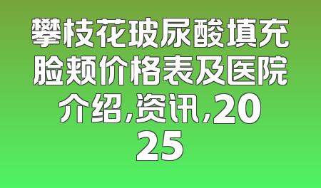 攀枝花玻尿酸填充脸颊价格表及医院介绍，资讯，2025