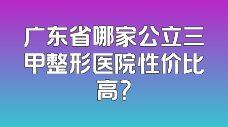 广东省哪家公立三甲整形医院性价比高？