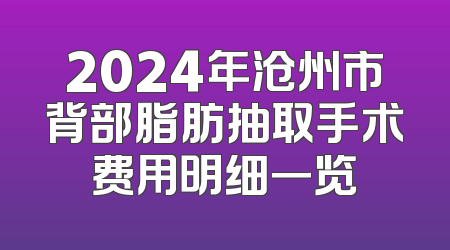 2024年沧州市背部脂肪抽取手术费用明细一览