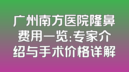 广州南方医院隆鼻费用一览：专家介绍与手术价格详解