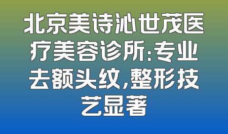 北京美诗沁世茂医疗美容诊所：专业去额头纹，整形技艺显著