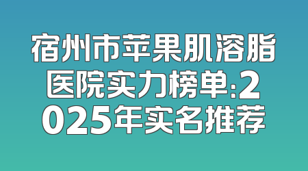 宿州市苹果肌溶脂医院实力榜单：2025年实名推荐