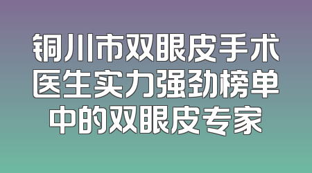 铜川市双眼皮手术医生实力强劲榜单中的双眼皮专家