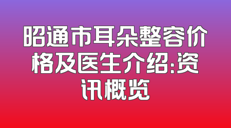 昭通市耳朵整容价格及医生介绍：资讯概览