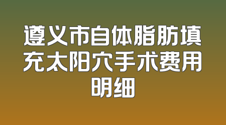 遵义市自体脂肪填充太阳穴手术费用明细