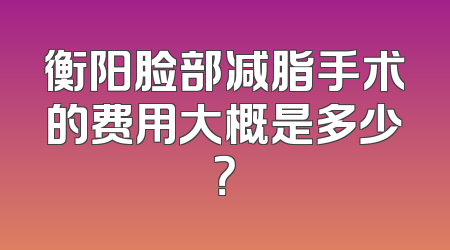 衡阳脸部减脂手术的费用大概是多少？