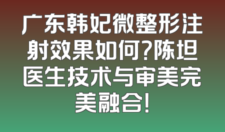 广东韩妃微整形注射效果如何？陈坦医生技术与审美完美融合！