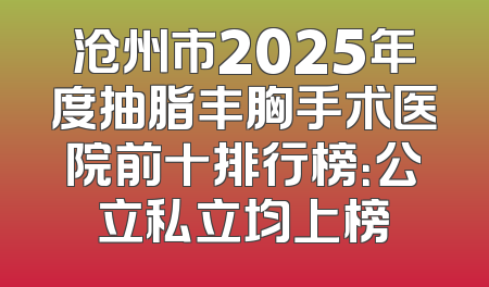 沧州市2025年度抽脂丰胸手术医院前十排行榜：公立私立均上榜