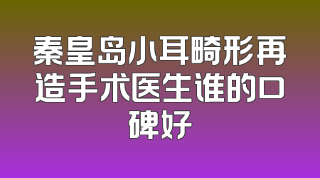 秦皇岛小耳畸形再造手术医生谁的口碑好