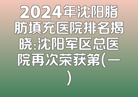 2024年沈阳脂肪填充医院排名揭晓：沈阳军区总医院再次荣获第（一）