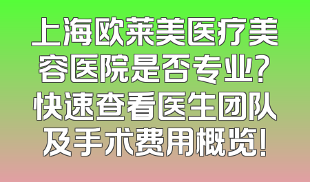 上海欧莱美医疗美容医院是否专业？快速查看医生团队及手术费用概览！