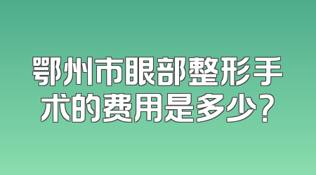鄂州市眼部整形手术的费用是多少？