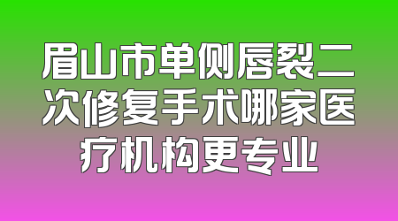 眉山市单侧唇裂二次修复手术哪家医疗机构更专业