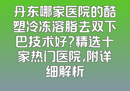 丹东哪家医院的酷塑冷冻溶脂去双下巴技术好？精选十家热门医院，附详细解析