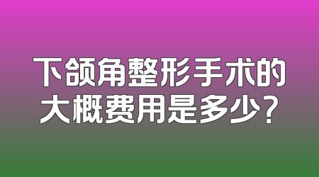 下颌角整形手术的大概费用是多少？