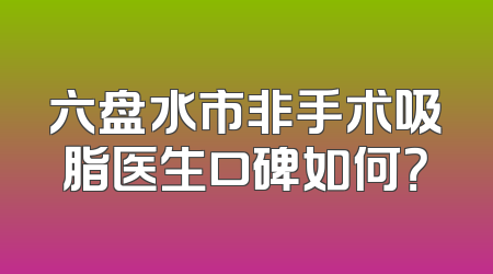 六盘水市非手术吸脂医生口碑如何？
