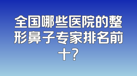 全国哪些医院的整形鼻子专家排名前十？