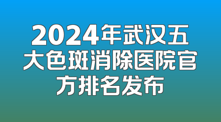 2024年武汉五大色斑消除医院官方排名发布