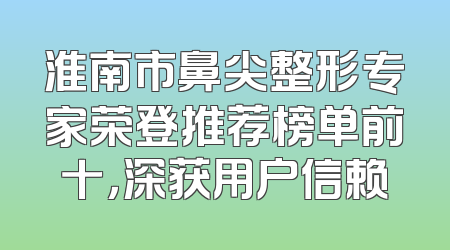 淮南市鼻尖整形专家荣登推荐榜单前十，深获用户信赖