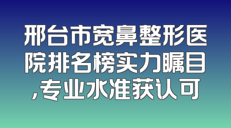 邢台市宽鼻整形医院排名榜实力瞩目，专业水准获认可