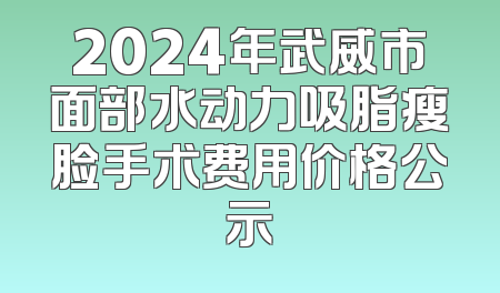 2024年武威市面部水动力吸脂瘦脸手术费用价格公示