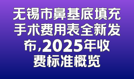 无锡市鼻基底填充手术费用表全新发布，2025年收费标准概览