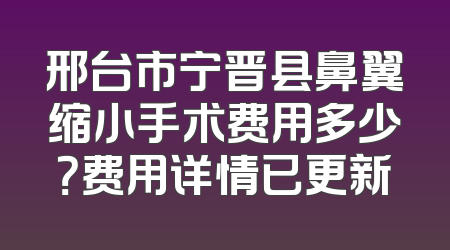 邢台市宁晋县鼻翼缩小手术费用多少？费用详情已更新
