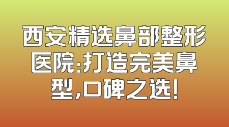 西安精选鼻部整形医院：打造完美鼻型，口碑之选！