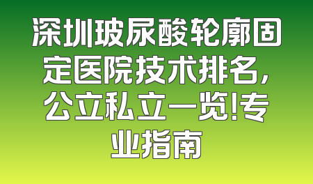 深圳玻尿酸轮廓固定医院技术排名，公立私立一览！专业指南