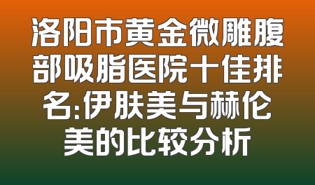 洛阳市黄金微雕腹部吸脂医院十佳排名：伊肤美与赫伦美的比较分析