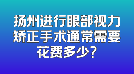 扬州进行眼部视力矫正手术通常需要花费多少？