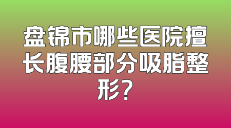 盘锦市哪些医院擅长腹腰部分吸脂整形？