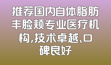 推荐国内自体脂肪丰脸颊专业医疗机构，技术卓越、口碑良好