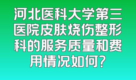 河北医科大学第三医院皮肤烧伤整形科的服务质量和费用情况如何？