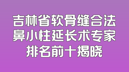 吉林省软骨缝合法鼻小柱延长术专家排名前十揭晓