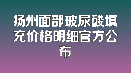 扬州面部玻尿酸填充价格明细官方公布