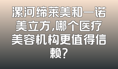漯河缔莱美和一诺美立方，哪个医疗美容机构更值得信赖？