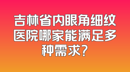 吉林省内眼角细纹医院哪家能满足多种需求？