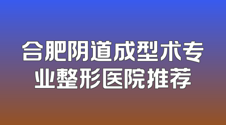 合肥阴道成型术专业整形医院推荐