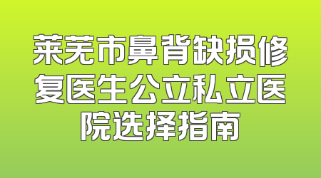 莱芜市鼻背缺损修复医生公立私立医院选择指南