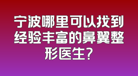 宁波哪里可以找到经验丰富的鼻翼整形医生？