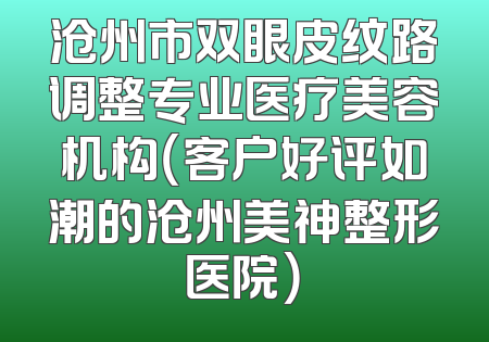沧州市双眼皮纹路调整专业医疗美容机构（客户好评如潮的沧州美神整形医院）