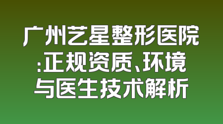 广州艺星整形医院：正规资质、环境与医生技术解析